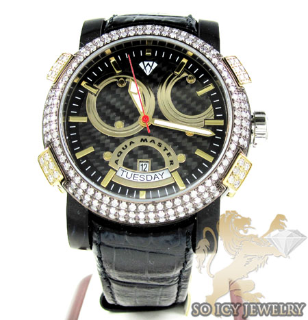 Mens aqua master black & yellow steel diamond automatic titanic watch 3.50ct - Image 2