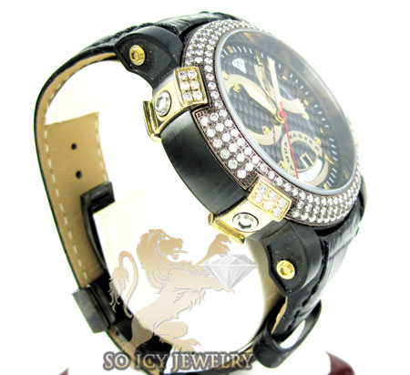 Mens aqua master black & yellow steel diamond automatic titanic watch 3.50ct