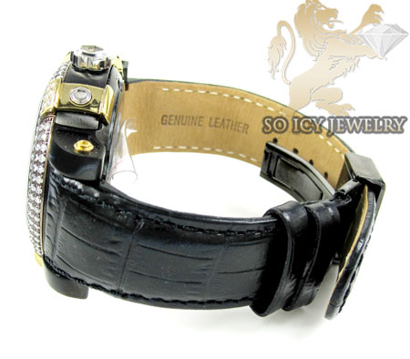 Mens aqua master black & yellow steel diamond automatic titanic watch 3.50ct