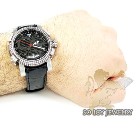 Mens aqua master black & white steel diamond automatic titanic watch 3.50ct
