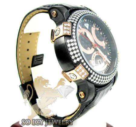 Mens aqua master black & rose steel diamond automatic titanic watch 3.50ct