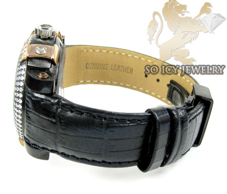 Mens aqua master black & rose steel diamond automatic titanic watch 3.50ct