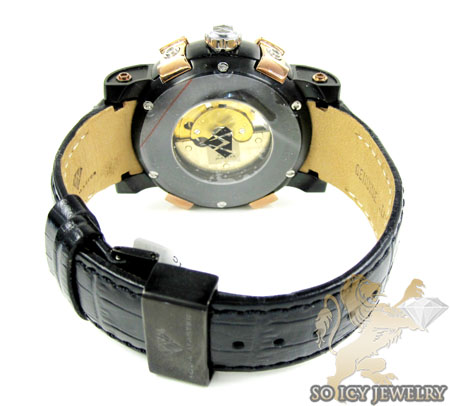 Mens aqua master black & rose steel diamond automatic titanic watch 3.50ct