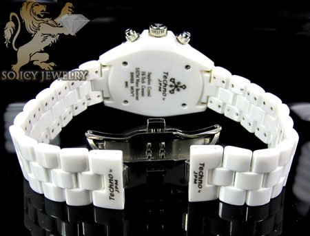 Ladies techno jpm white ceramic diamond watch 2.25ct