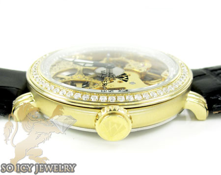 Mens aqua master yellow steel automatic 2 row diamond watch 3.50ct 