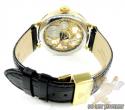 Mens aqua master yellow steel automatic 2 row diamond watch 3.50ct 