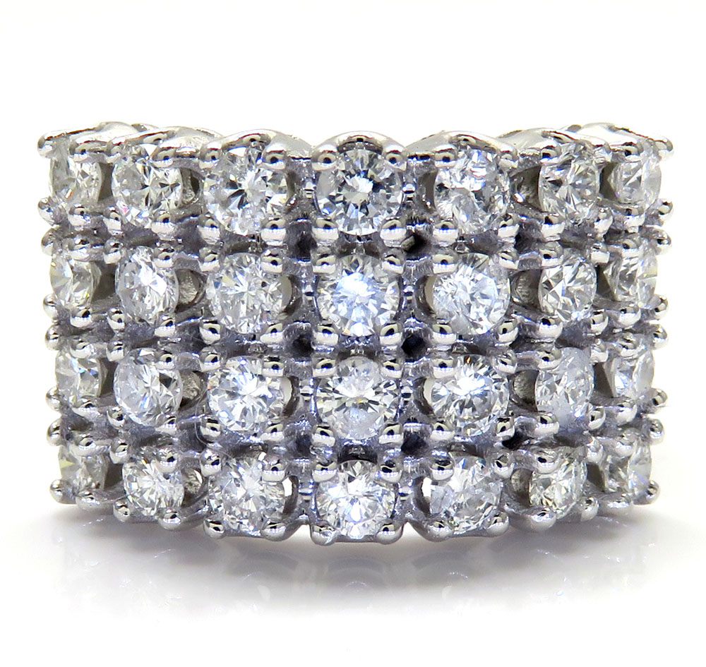 1.75ct 14k solid white gold diamond 4 row curved carter ring