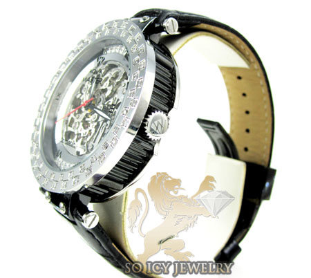 Mens aqua master black & white steel automatic diamond watch 1.25ct 