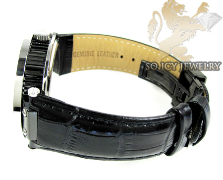 Mens aqua master black & white steel automatic diamond watch 1.25ct 