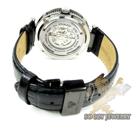 Mens aqua master black & white steel automatic diamond watch 1.25ct 