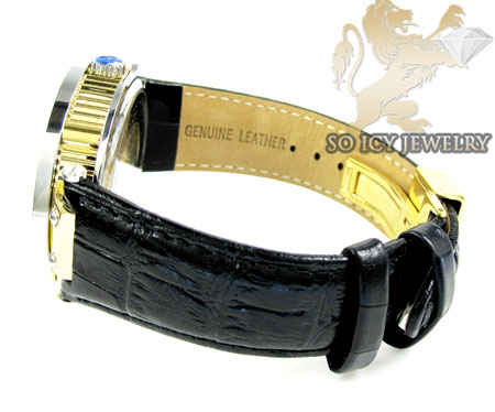 Mens aqua mater yellow & white steel automatic diamond watch 1.25ct