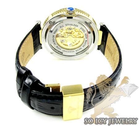 Mens aqua mater yellow & white steel automatic diamond watch 1.25ct