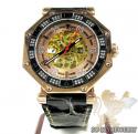 Mens aqua mater black & rose steel automatic diamond octagon watch 1.00ct