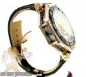 Mens aqua mater black & rose steel automatic diamond octagon watch 1.00ct