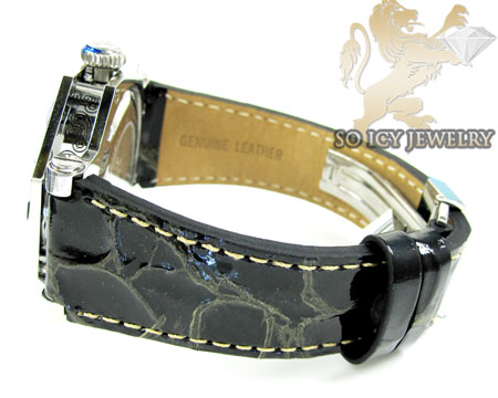 Mens aqua mater white steel automatic diamond octagon watch 1.00ct