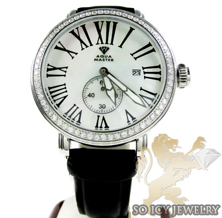 Mens aqua master white stainless steel 1 row diamond mechanical watch 2.25ct - Image 2