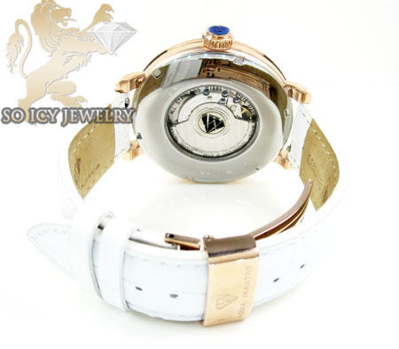 Mens aqua master rose stainless steel 1 row diamond mechanical watch 2.25ct 