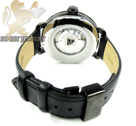 Mens aqua master black stainless steel 1 row diamond mechanical watch 2.25ct 