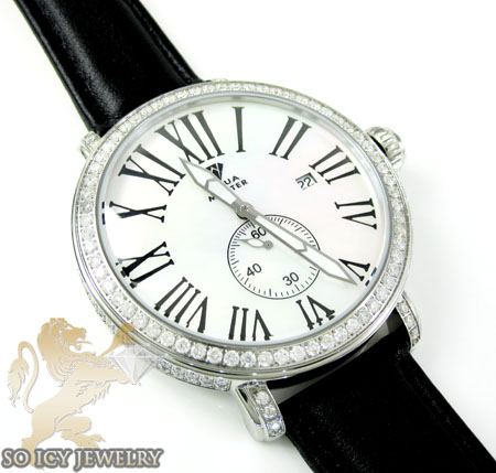Mens aqua master full diamond case mechanical watch 5.64ct