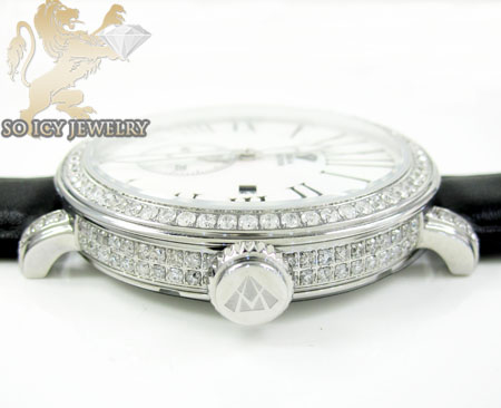 Mens aqua master full diamond case mechanical watch 5.64ct