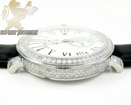 Mens aqua master full diamond case mechanical watch 5.64ct