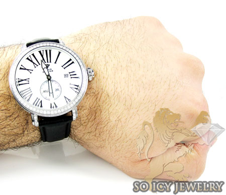 Mens aqua master full diamond case mechanical watch 5.64ct