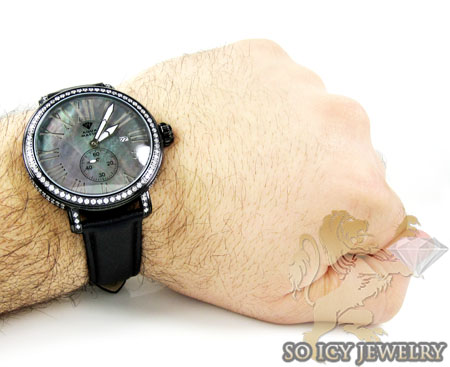 Mens aqua master full diamond case mechanical watch 5.64ct