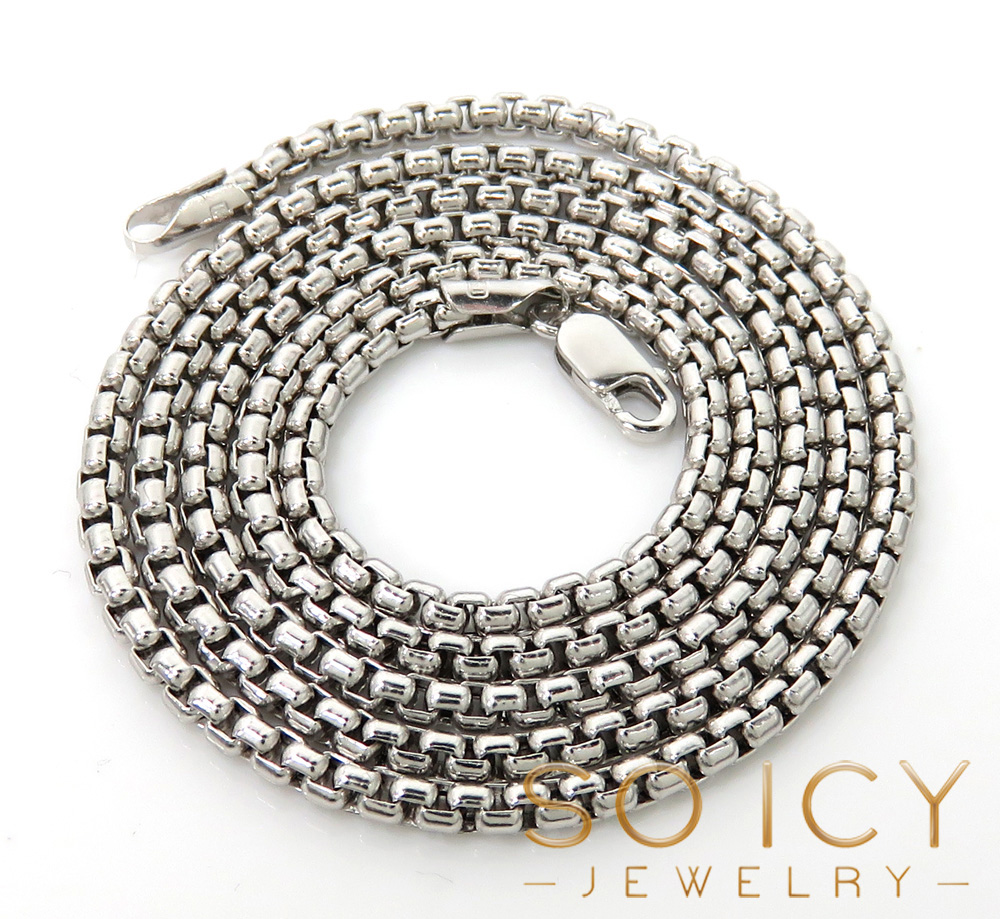 14k white gold box link chain 16-22 inch 2mm - Image 2