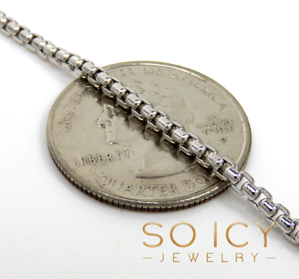 14k white gold box link chain 16-22 inch 2mm