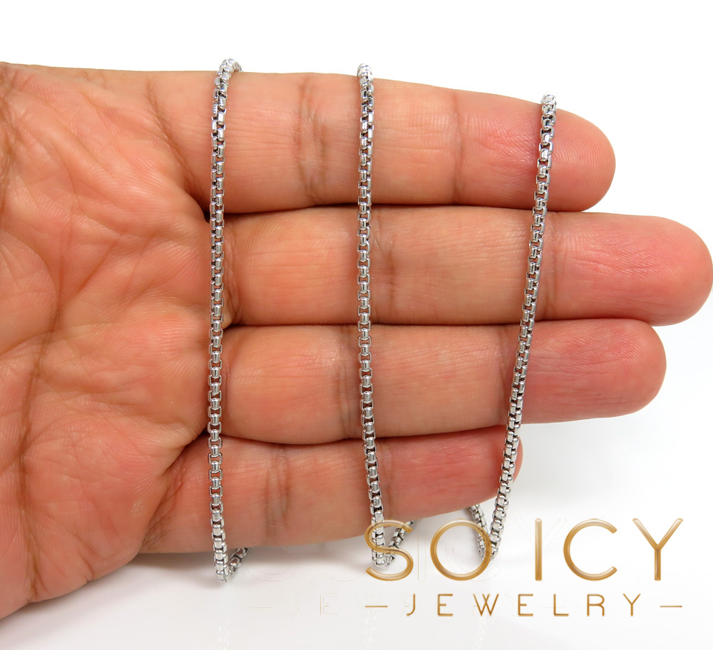 14k white gold box link chain 16-22 inch 2mm - Image 5
