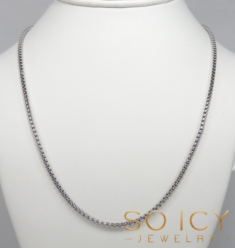 14k white gold box link chain 16-22 inch 2mm