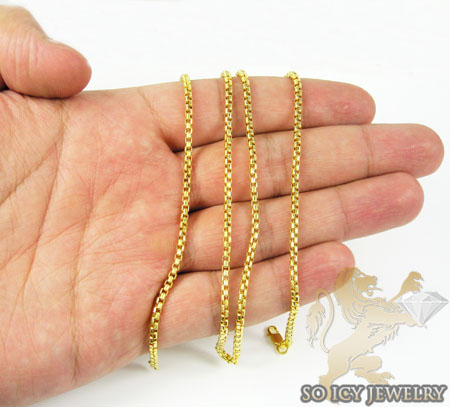 14k yellow gold box link chain 16-30 inch 2mm