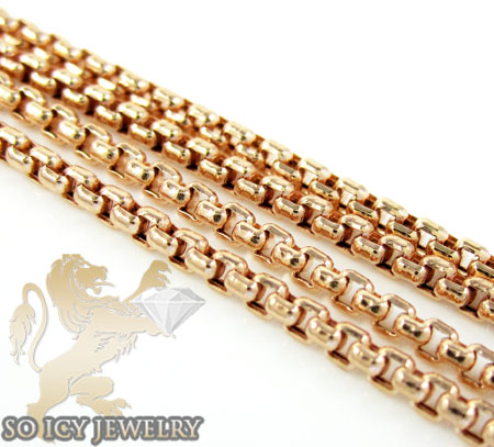 14k rose gold box link chain 16-24 inch 1.5mm - Image 3