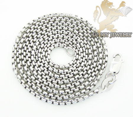 14k white gold box link chain 18-28 inch 1.5mm