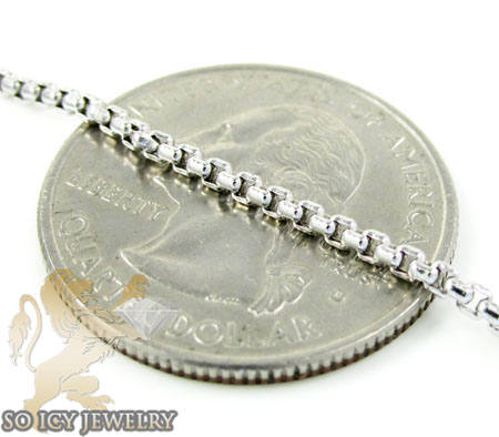 14k white gold box link chain 18-28 inch 1.5mm