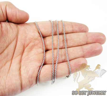 14k white gold box link chain 18-28 inch 1.5mm - Image 5