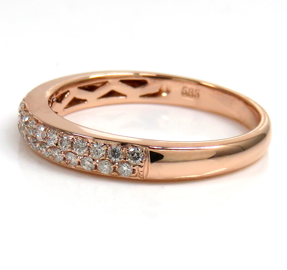 Ladies 14k rose gold diamond wedding band 0.36ct
