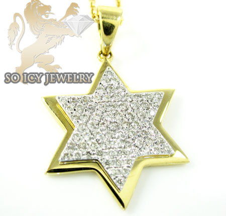 18k yellow gold diamond star of david pendant & chain 0.30ct - Image 3