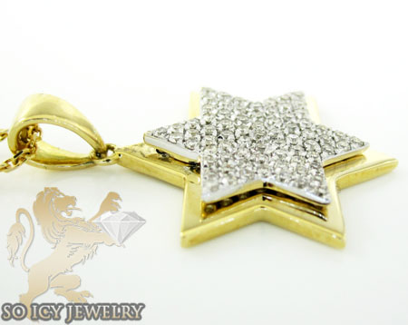 18k yellow gold diamond star of david pendant & chain 0.30ct - Image 4