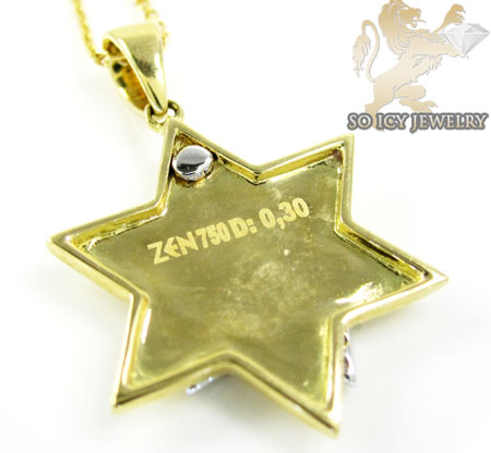 18k yellow gold diamond star of david pendant & chain 0.30ct - Image 6