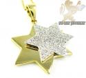 18k yellow gold diamond star of david pendant & chain 0.30ct