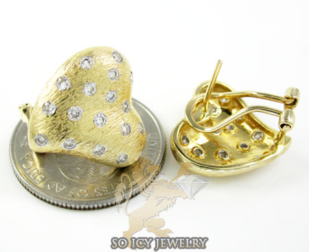 14k yellow gold diamond heart earrings 0.77ct