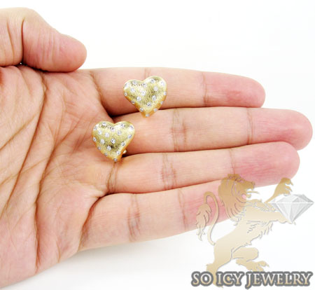 14k yellow gold diamond heart earrings 0.77ct - Image 4