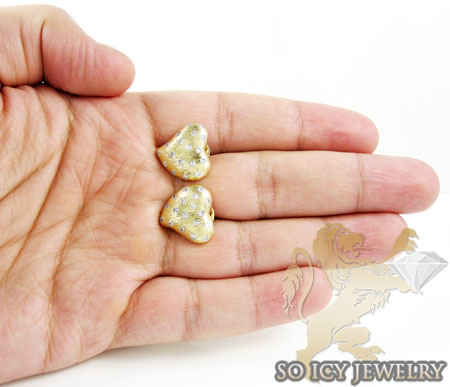 14k yellow gold diamond heart earrings 0.77ct
