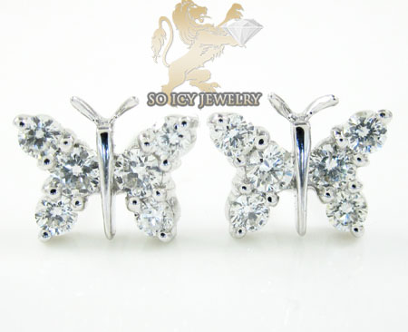 18k white gold diamond butterfly earrings 0.59ct