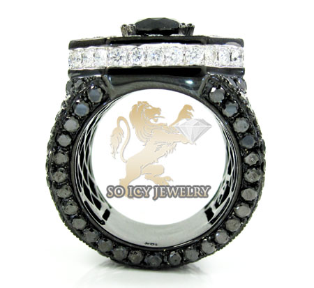 Mens 10k black gold white & black diamond xl ring 21.35ct