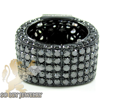 Mens 10k black gold white & black diamond xl ring 21.35ct