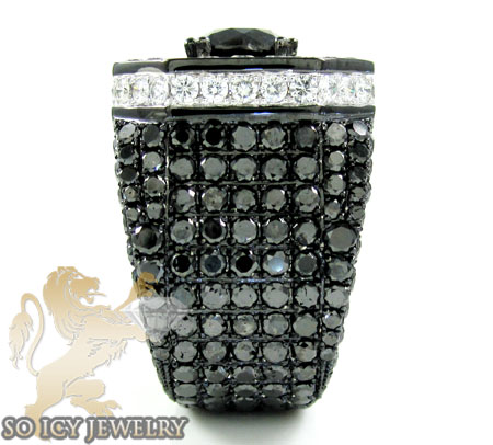 Mens 10k black gold white & black diamond xl ring 21.35ct