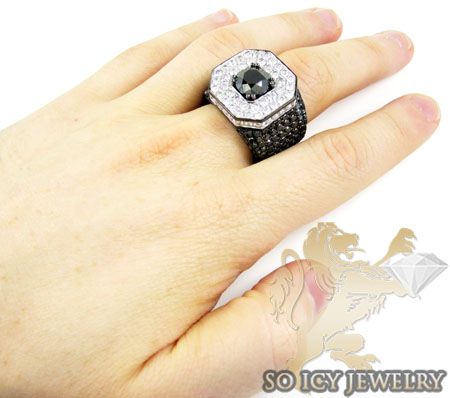Mens 10k black gold white & black diamond xl ring 21.35ct