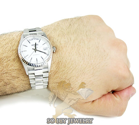 18k white gold gerard petit italy gold mens watch 